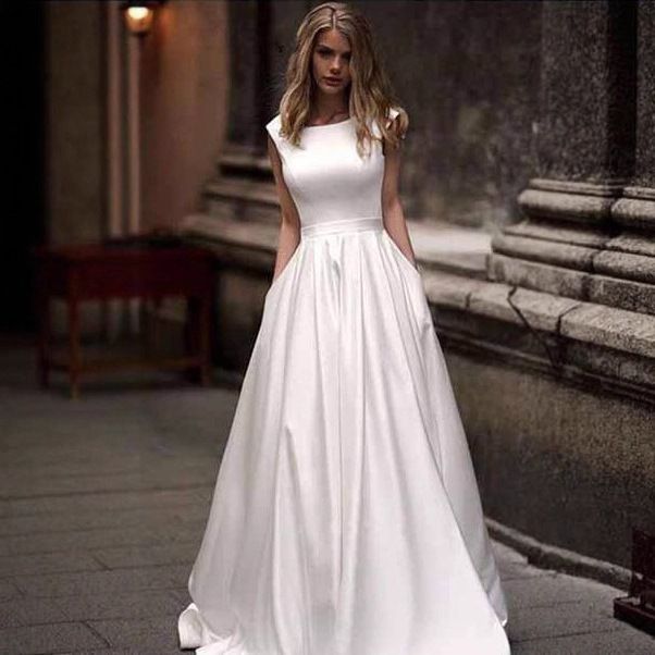 サテン ウエディングドレス 法式 超仙 森系 旅拍 晚礼服 出门纱-10.14