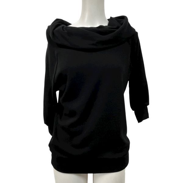 ヨウジヤマモト Yohji Yamamoto トップス カットソー 五分袖 黒 綿100％ 2 M 9号 レディース S 5 V 658