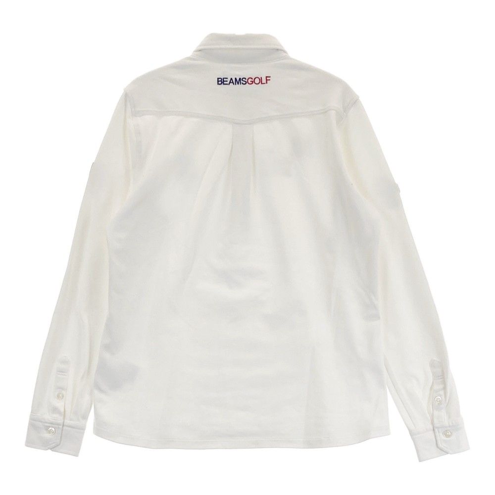 中古 メンズ ビームスゴルフ BEAMSGOLF 長袖ポロシャツ S 白 ホワイト