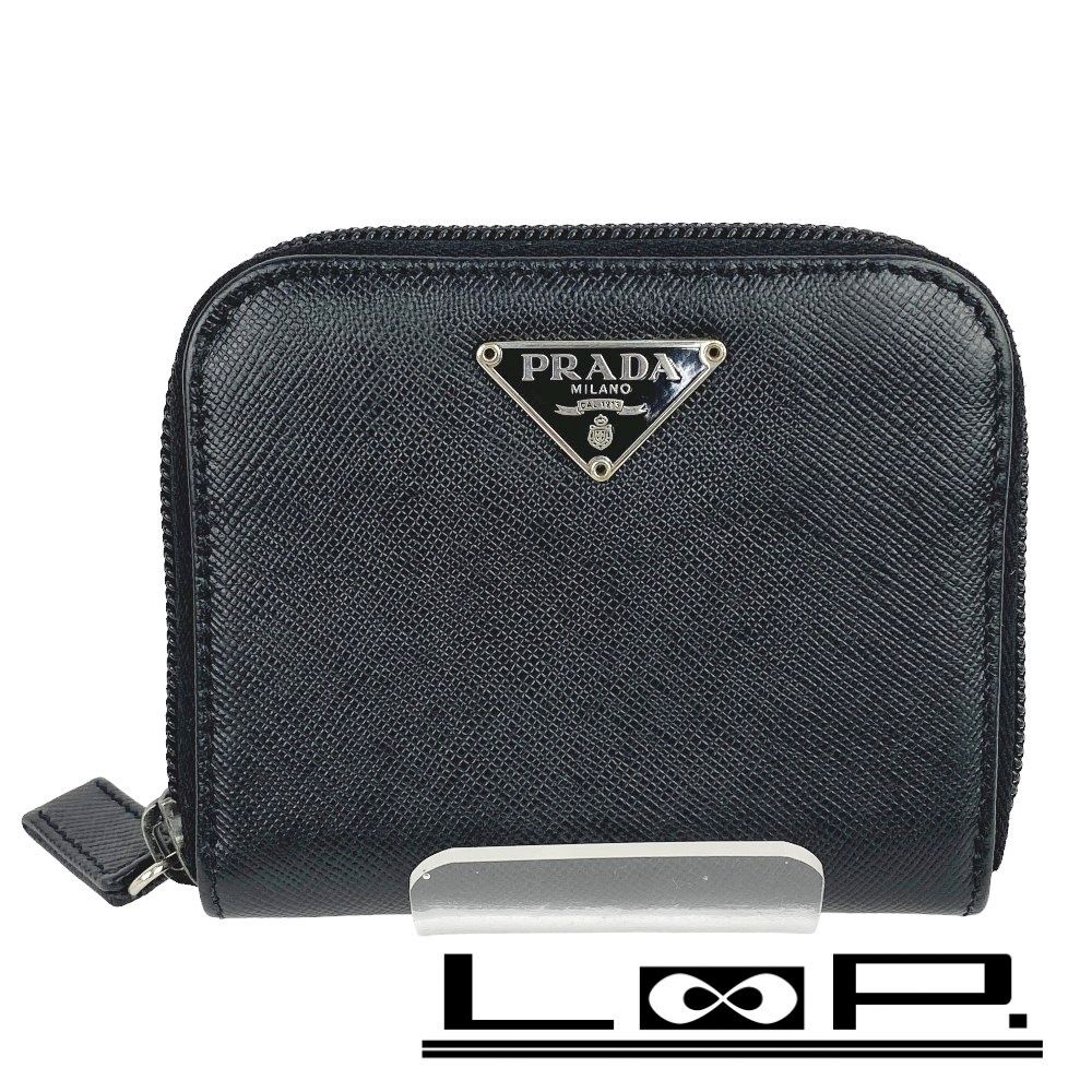 プラダ PRADA サフィアーノ ラウンドケース 小銭入れ 丸形 ブラック PRADA（プラダ） サフィアーノ ラウンドコインケース 小銭入れ 丸形