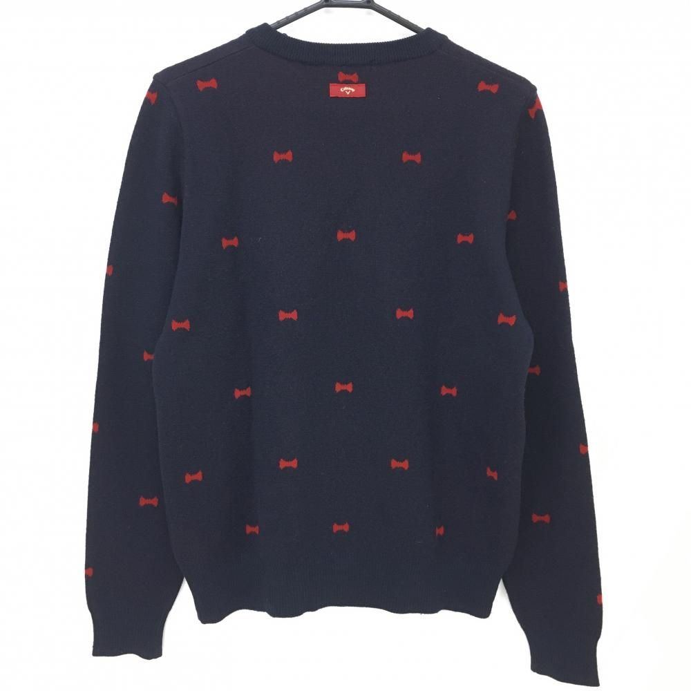 Callaway GOLF ゴルフニットセーター　レッドレーベル　ゴルフウェア 美品】キャロウェイ レッドレーベル セーター ネイビー×レッド