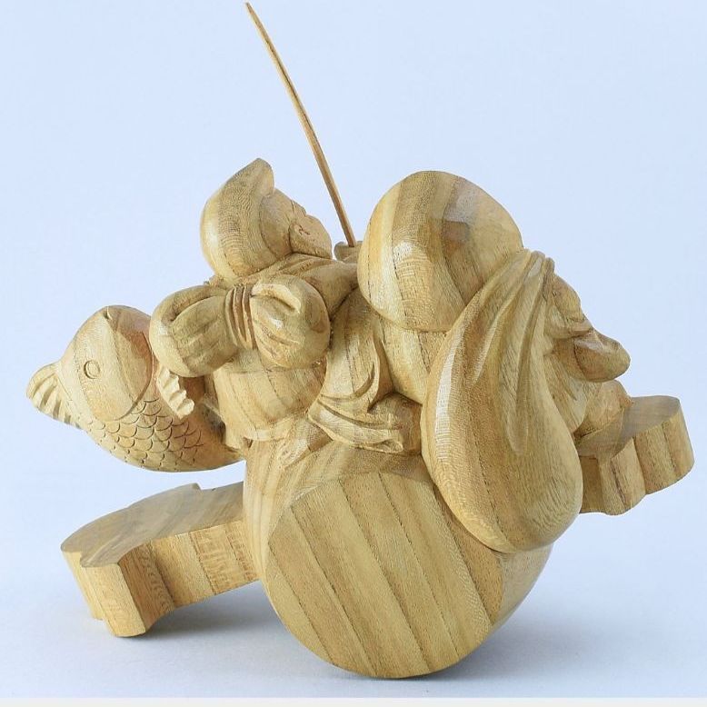 木彫品】欅 小槌乗り大黒 大国様 欅製 木彫り 国産欅 木彫り 恵比寿大黒