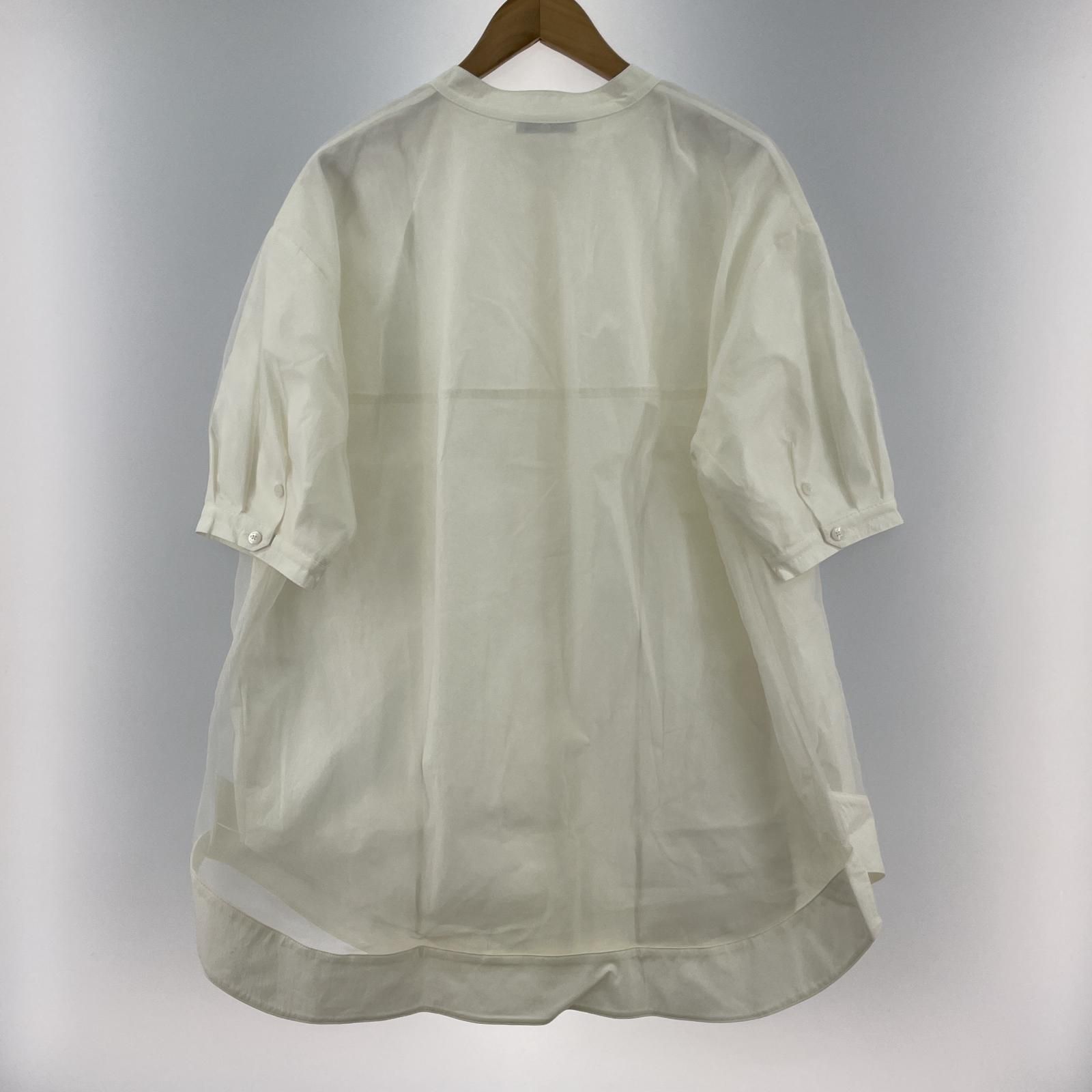 オーガンジータイブラウス　yonfa yonfa オーガンジーダブルシャツホワイト