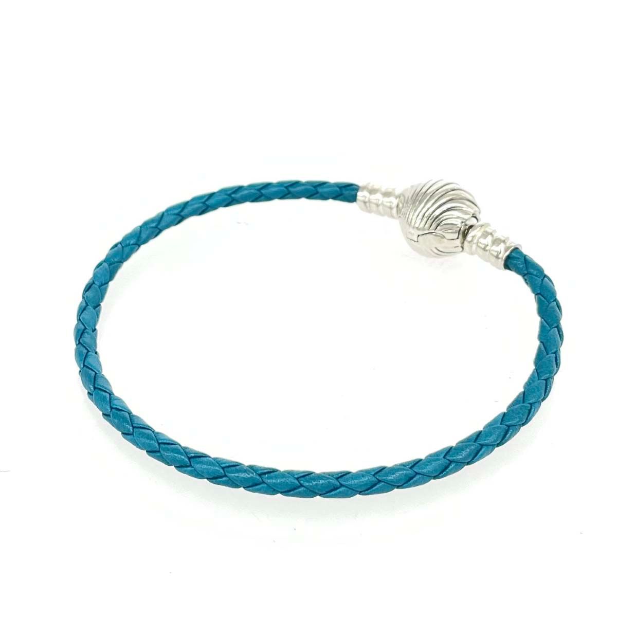 PANDORA パンドラ SVブレスレット レザー 925 シルバー金具 ブルー 