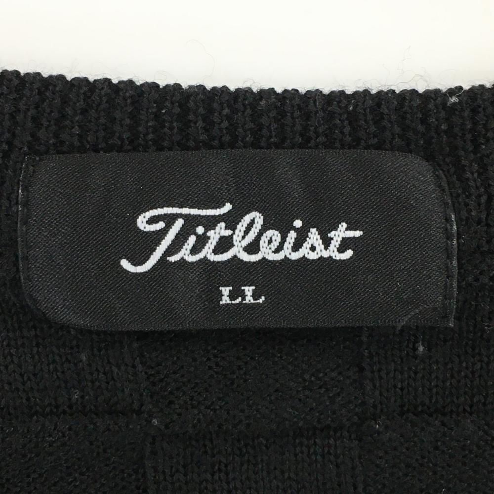 【美品】タイトリスト×メルセデスベンツ セーター 黒 ブロックチェック編み ニット Vネック メンズ LL ゴルフウェア TITLEIST 美品】タイトリスト×メルセデスベンツ セーター 黒 ブロック