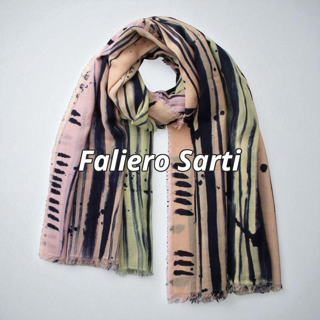 23SS Faliero Sarti ファリエロサルティ モダール×コットン×カシミヤ stashストール 大判ストール HAND PAINTING イタリア製 定価6万
