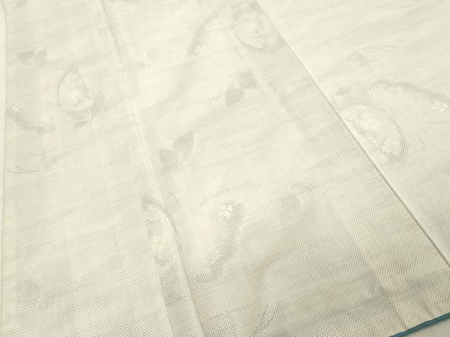 平和屋着物○本場大島紬 白大島 9マルキ 舞蝶花文 久野織物