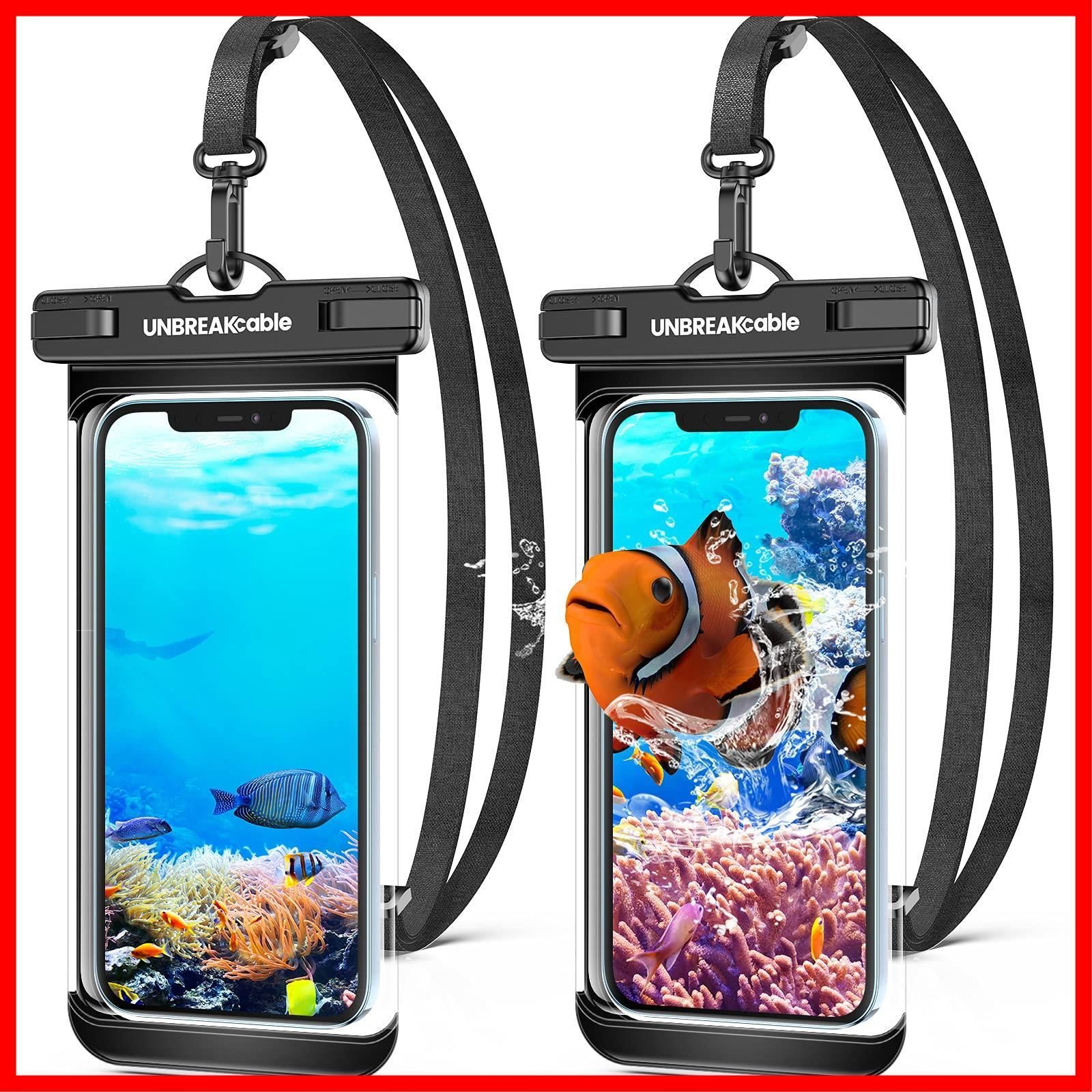 【特価セール】【2枚セット】UNBREAKcable スマホ 防水ケース【アップグレード】IPX8認証 密封 押し易いサイドボタン 顔認証 水中撮影 通話 タッチ快適 iPhone 14 13 シリーズ 13 12 mini 11 Pro Max X XR X