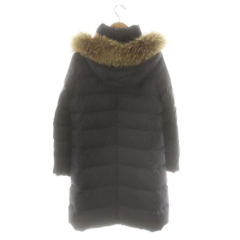 人気　マッキントッシュフィロソフィー　ダウンコート Ａライン　ラクーンファー　紺 MACKINTOSH PHILOSOPHY（マッキントッシュフィロソフィー