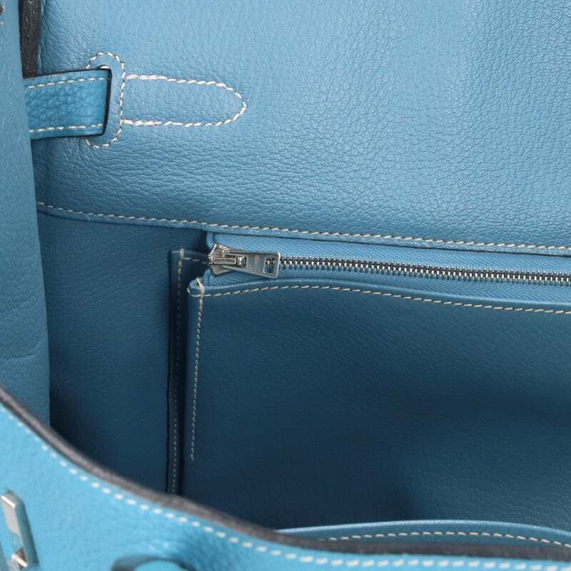 エルメス バーキン35 □J刻印 SV金具トゴブルージーンハンドバッグ  