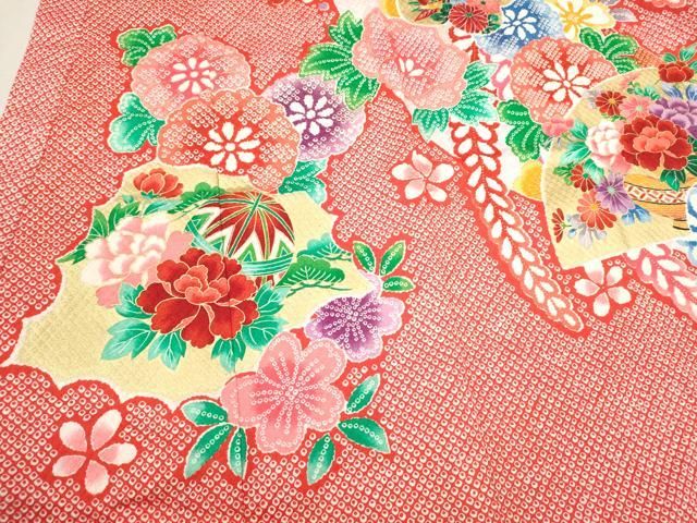 花飾りの女 商品番号N-106 花車 花刺しゅう柄 黄色｜お宮参りレンタル衣装は