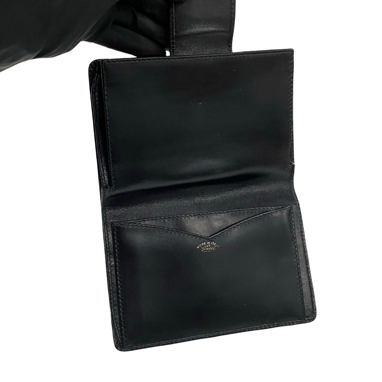 ♡美品♡ GUCCI グッチ 2つ折り財布 オールドグッチ シェリーライン 黒 GUCCI オールドグッチ 2つ折りがま口財布 シェリーライン｜Yahoo