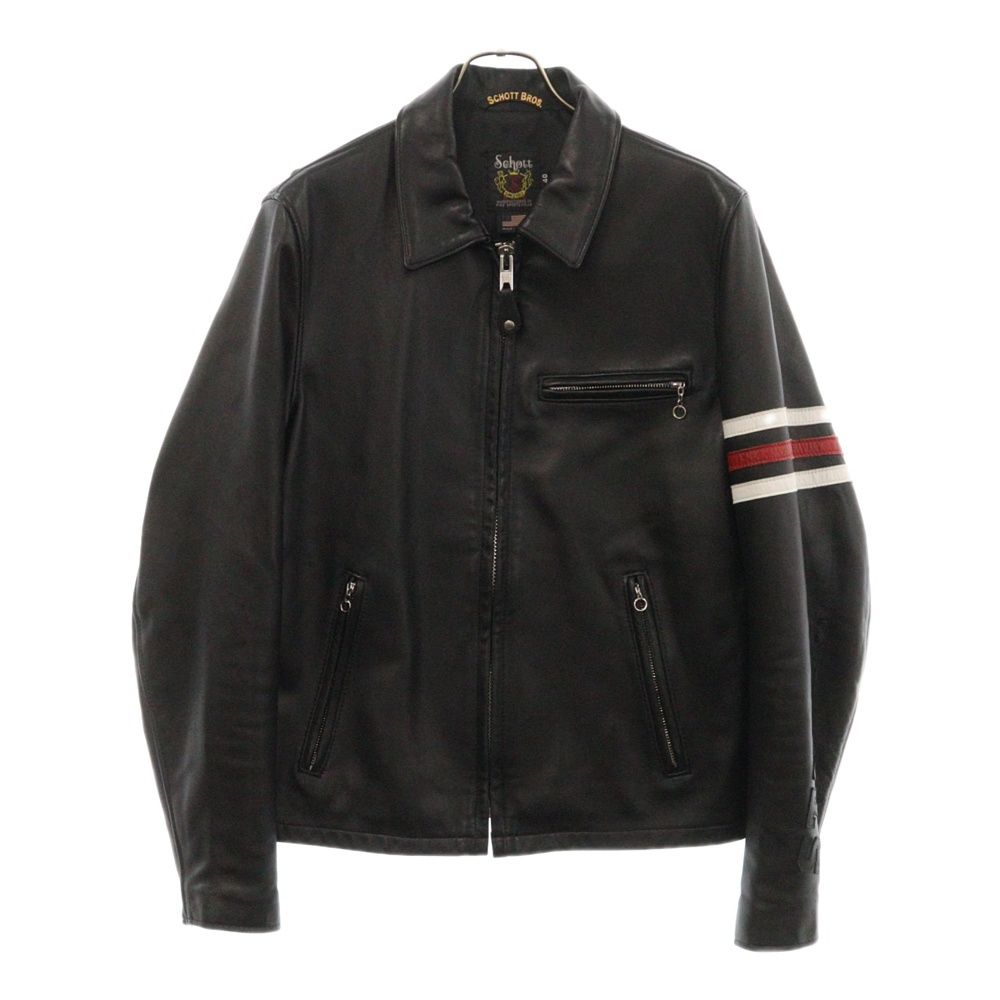 STUSSY (ステューシー) ×SCHOTT Sheepskin Racing Leather Jacket ショットコラボ  シープスキンレーシングライダースジャケット ブラック - メルカリ