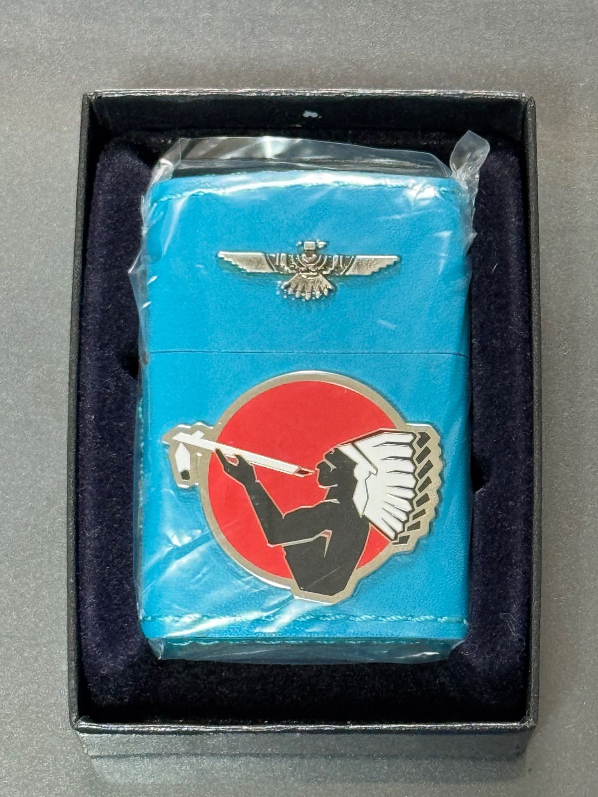 zippo アメリカンスピリット 本革 立体メタル 特殊加工品 ターコイズ 2017年製 NATURAL AMERICAN SPIRIT 懸賞品 デットストック ケース 保証書