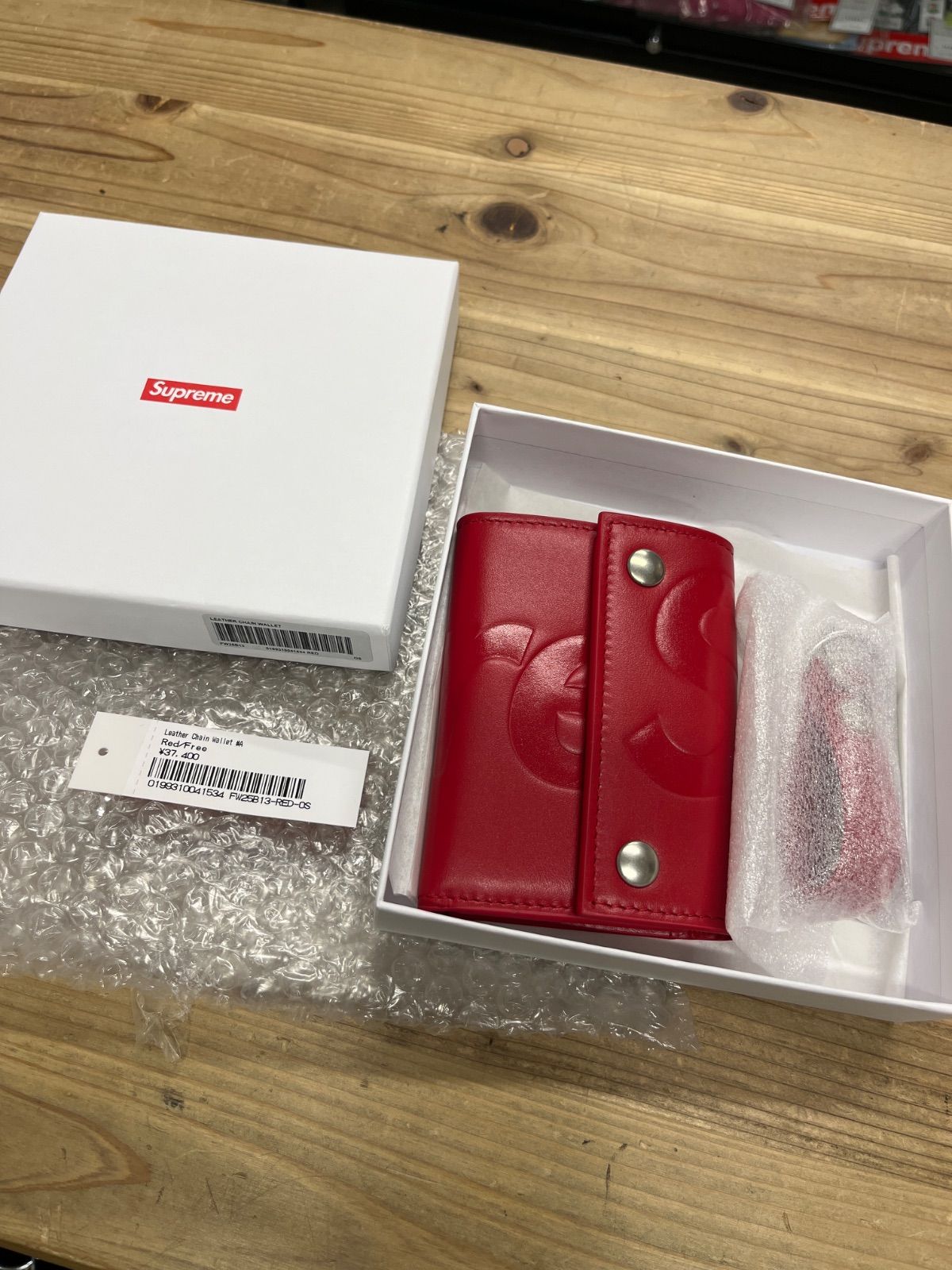 GQ 3958 Supreme 25 fw Leather Chain Wallet RED シュプリーム レザー チェーンウォレット aw