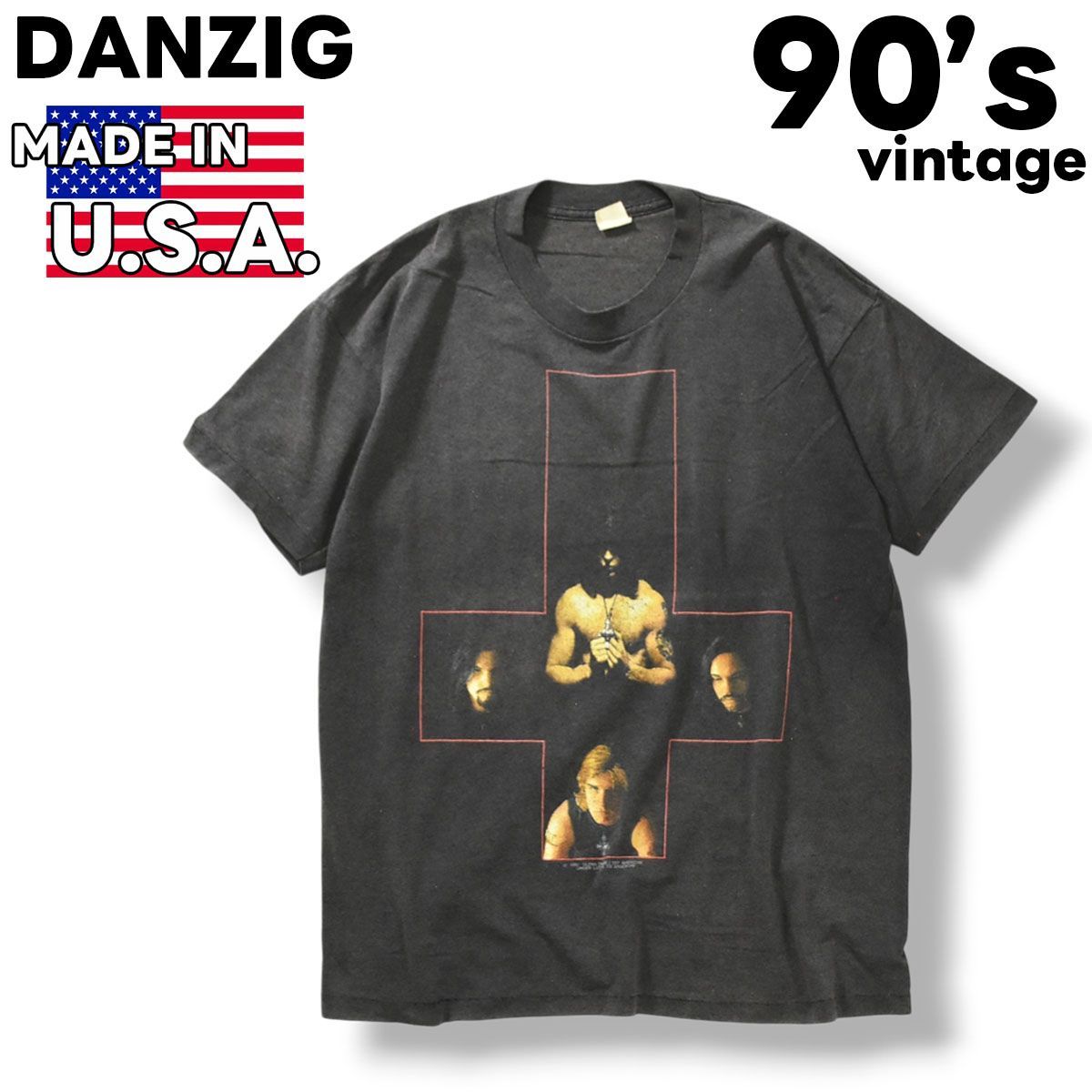 希少】 90sヴィンテージ USA製 ダンジグ DANZIG クロスプリント