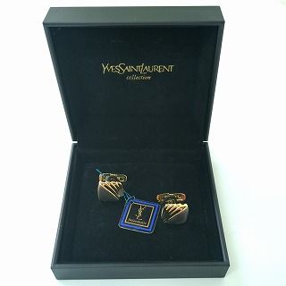 イヴサンローラン YSLロゴ カフス GP×メタル ゴールド×シルバー