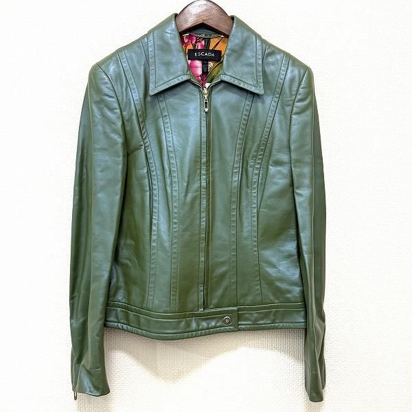 新品未使用ESCADA エスカーダ　ジャケット　レディース　36 wnc エスカーダ ESCADA ジャケット 36 カーキ系 マルチ 羊革 レザー