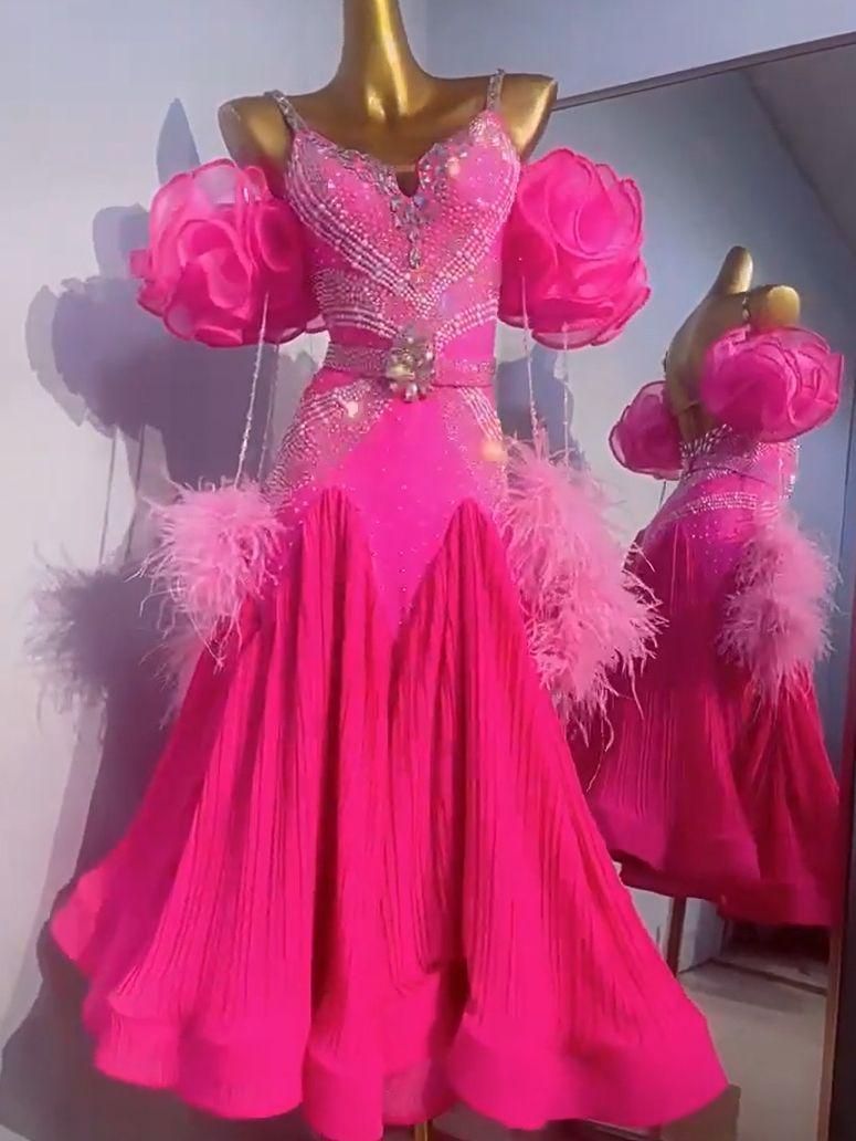 オーダーメイド　社交ダンス衣装　オーストリッチ羽根 スタンダードドレス 色変更可 オーダーメイド 色変更可 社交ダンス衣装 オーストリッチ羽根