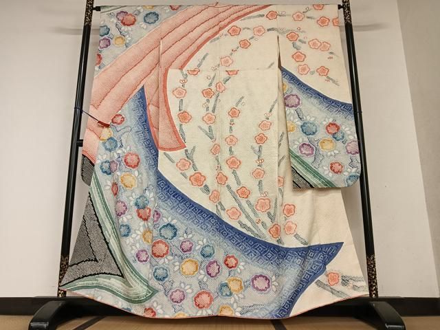 平和屋着物○豪華振袖 総絞り 舞花文 正絹 逸品 AAAY0061zg