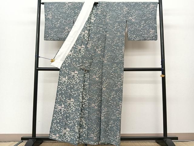 平和屋着物▽上質な小紋 単衣 立波松竹梅花文 正絹 逸品 BAAS8059yc