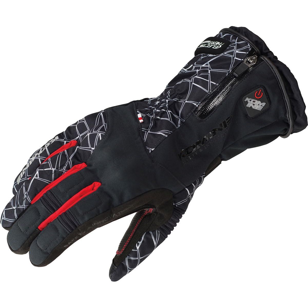 コミネ KOMINE バイク用 グローブ アドバンスドプロテクトエレクトリックグローブ Crush Black|Red L EK-205 1183 秋冬春向け 防水防寒カーボンストレッチ素材電熱