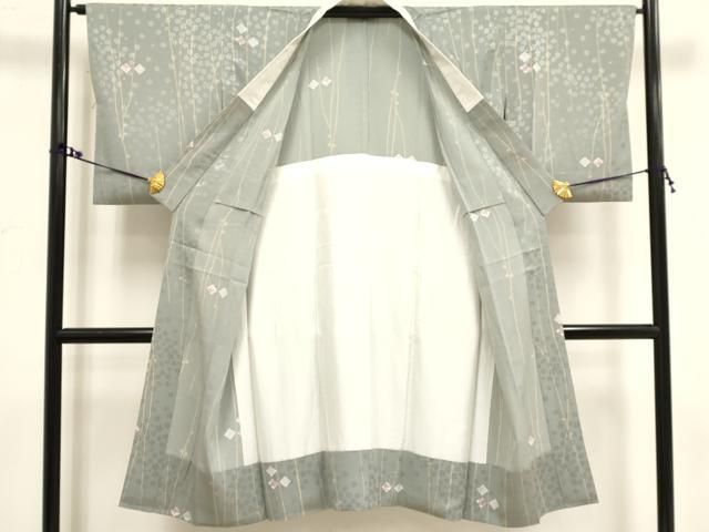 平和屋-こころ店□長襦袢 袷 流水舞桜地紋 正絹 逸品 未使用 3kk1742