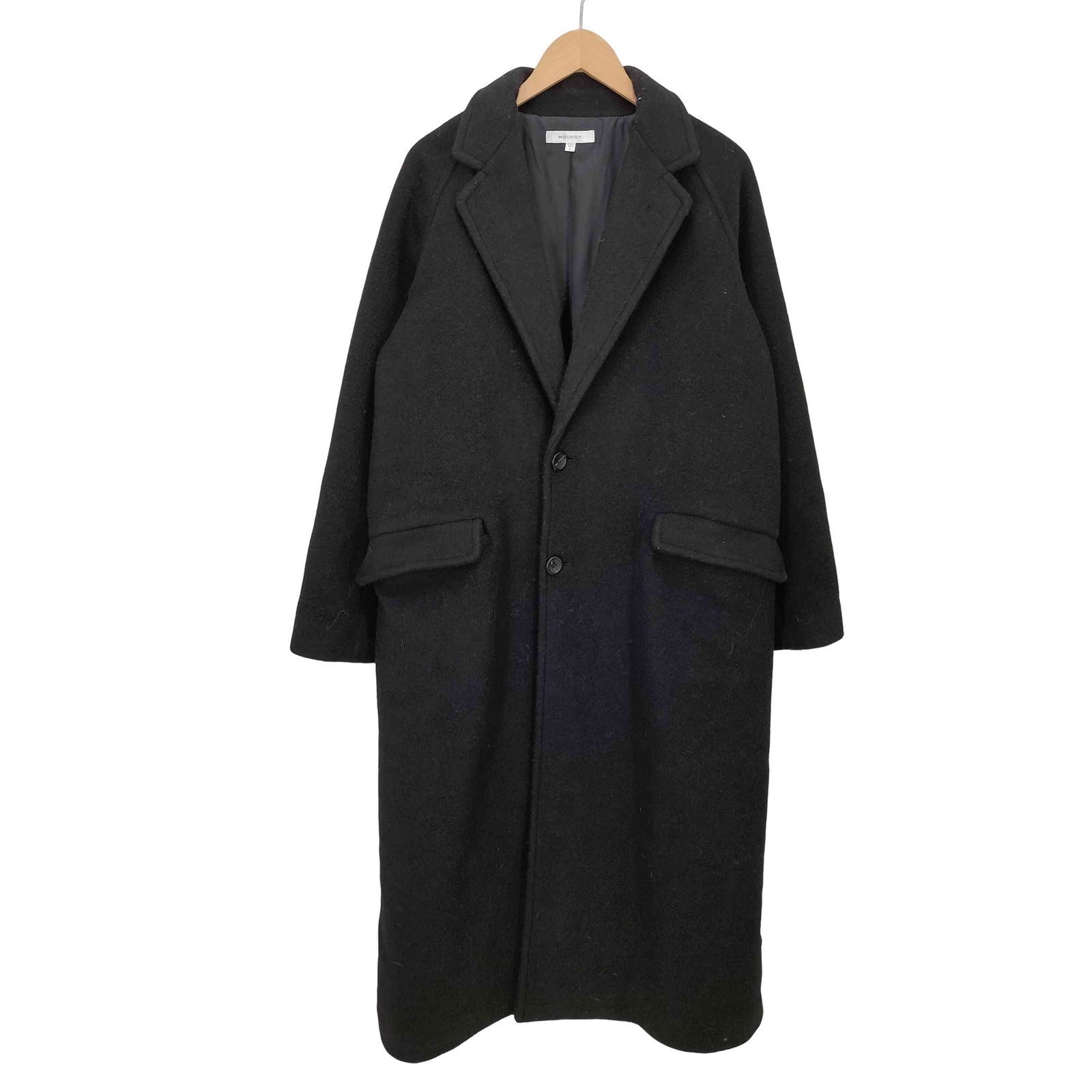 MOUSSY 黒 合成皮革 コート サイズ2 マウジー moussy 21AW SINGLE CHESTER コート レディース JPN：2