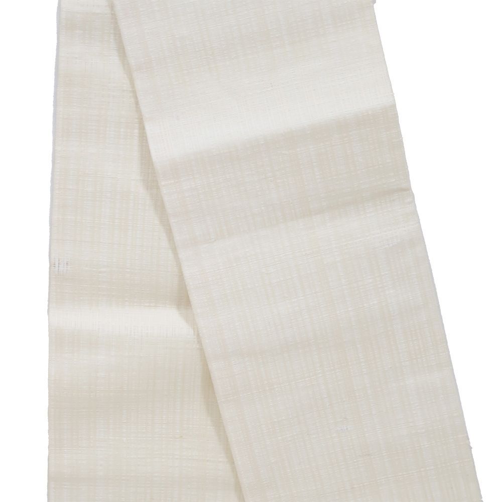 紗 名古屋帯 正絹 薄クリーム 花柄 Lサイズ N2984 未使用品 夏物