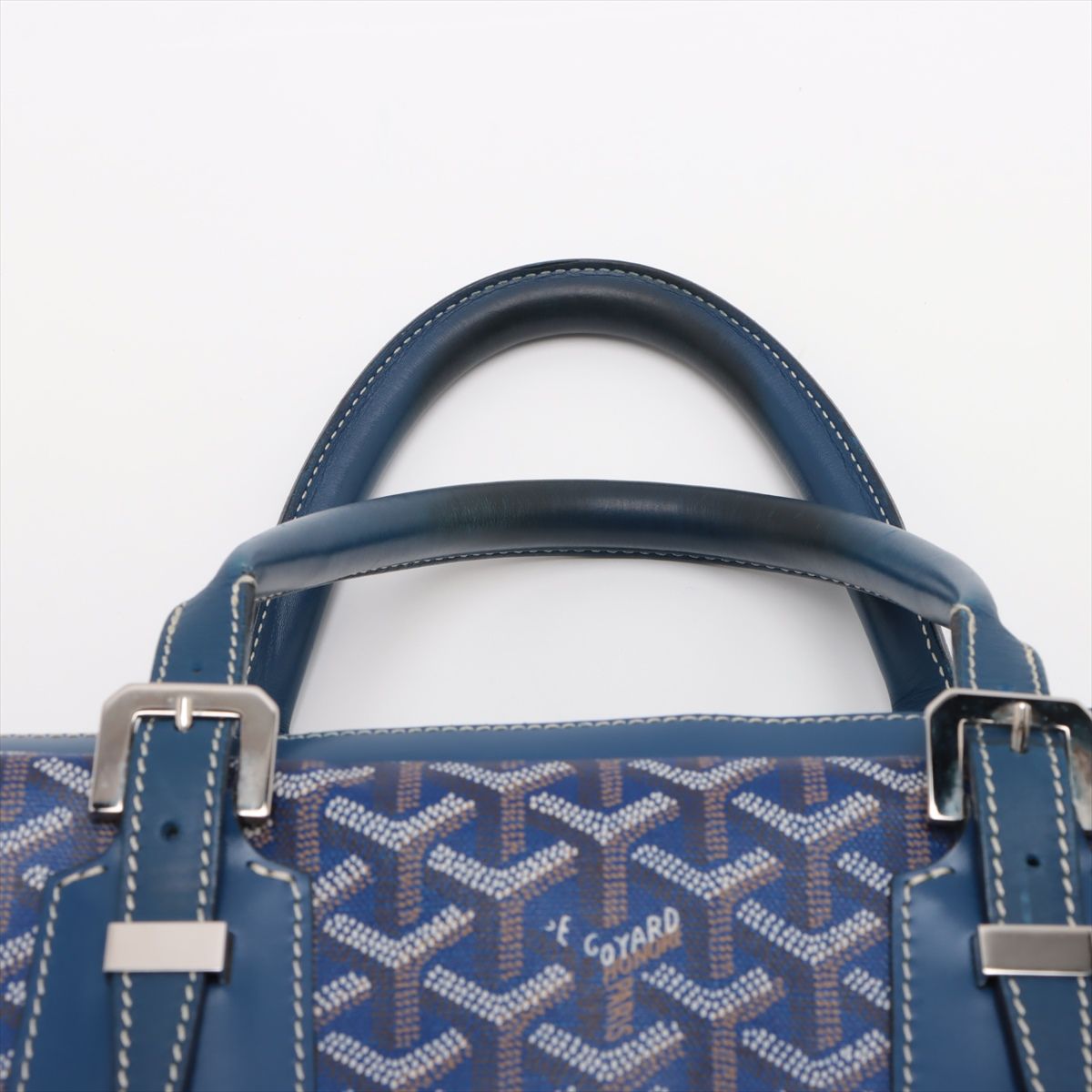 美品 ゴヤール アンバサードMM ブルー レザー ビジネス バッグ 書類鞄  