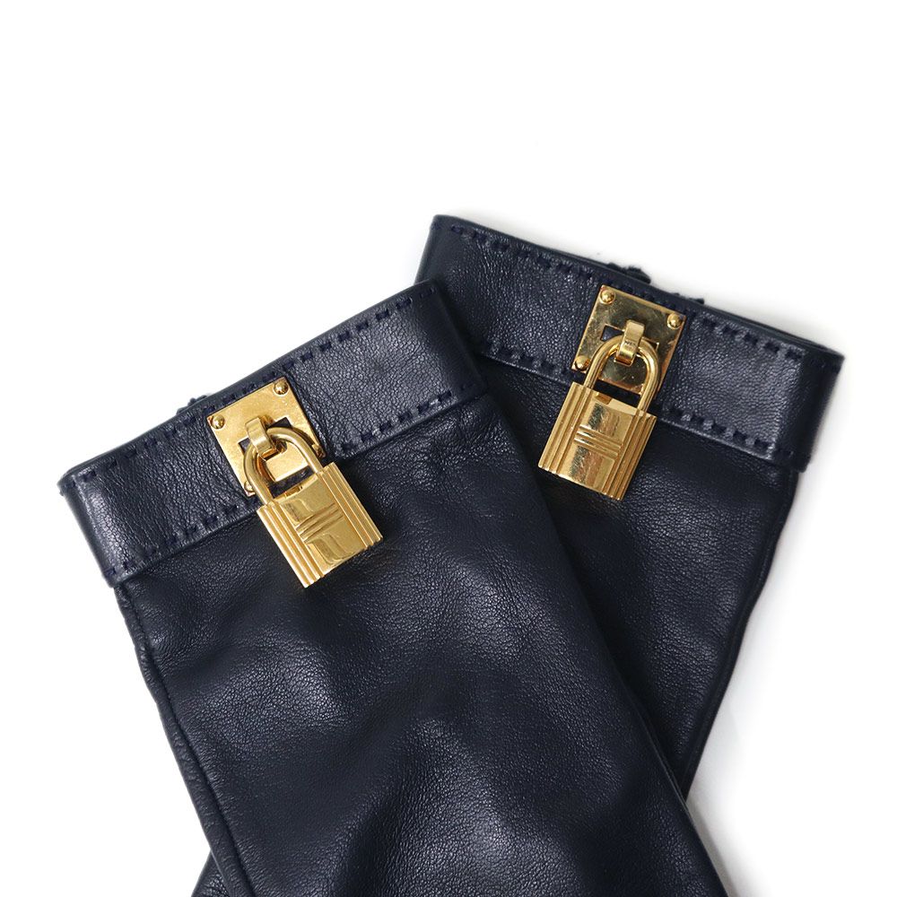 【極美品】エルメス ケリー 手袋 グローブ サイズ7 ラムレザー エルメス ケリー 手袋 グローブ #7 ラムスキン レザー ネイビー