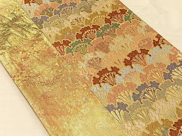 平和屋着物◎六通柄袋帯 遊彩唐織 青海波 引箔 正絹 逸品