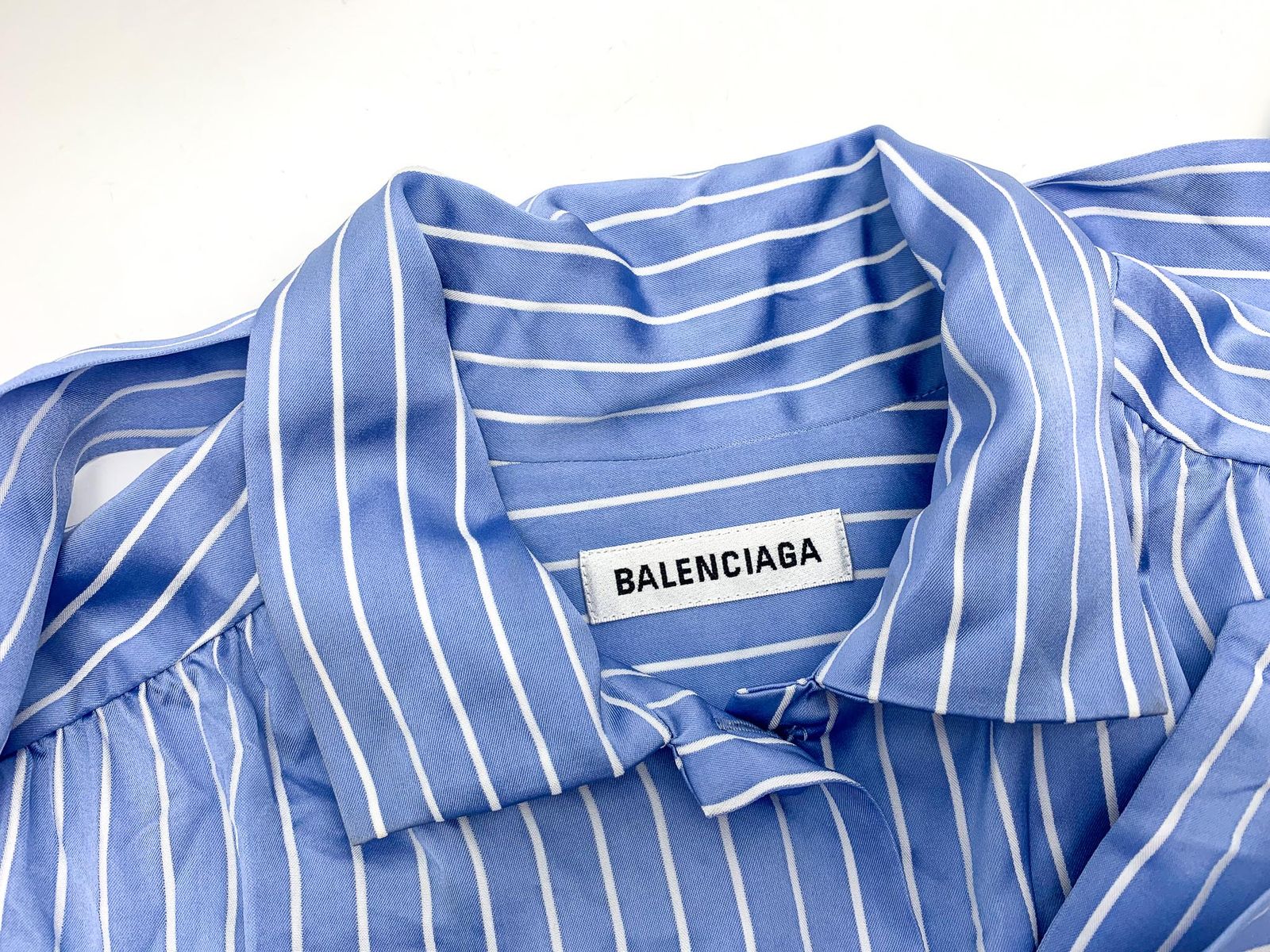 BALENCIAGA バレンシアガ 青 オーバーサイズ ストライプ シャツ