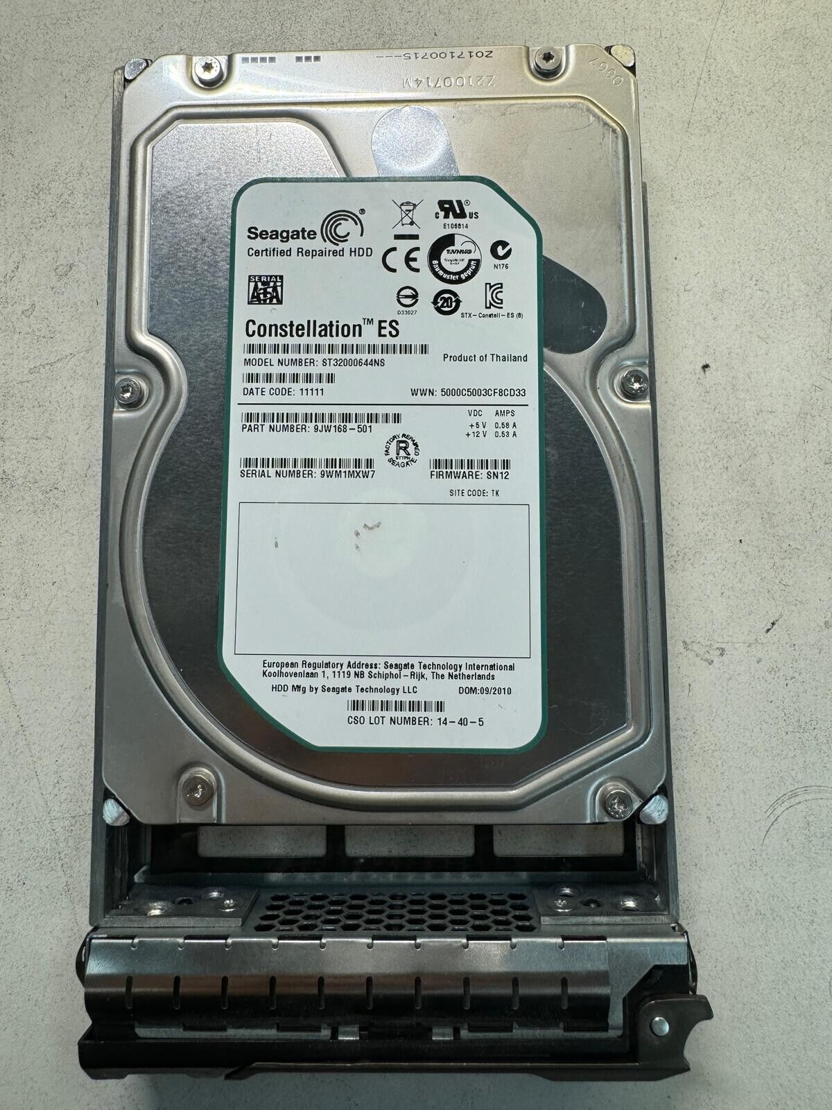 SEAGATE ST32000644NS 9JW168-501 2TB 7.2K RPM 64MB キャッシュ 3 Gb/s SATA II 3.5