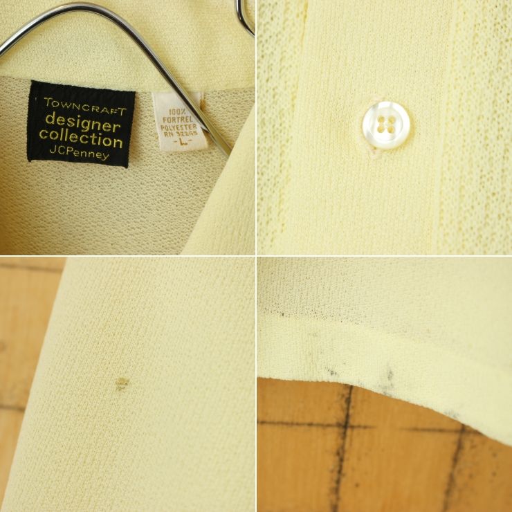 70s 80s USA JCPenney ポリニット ポロシャツ メンズL イエロー