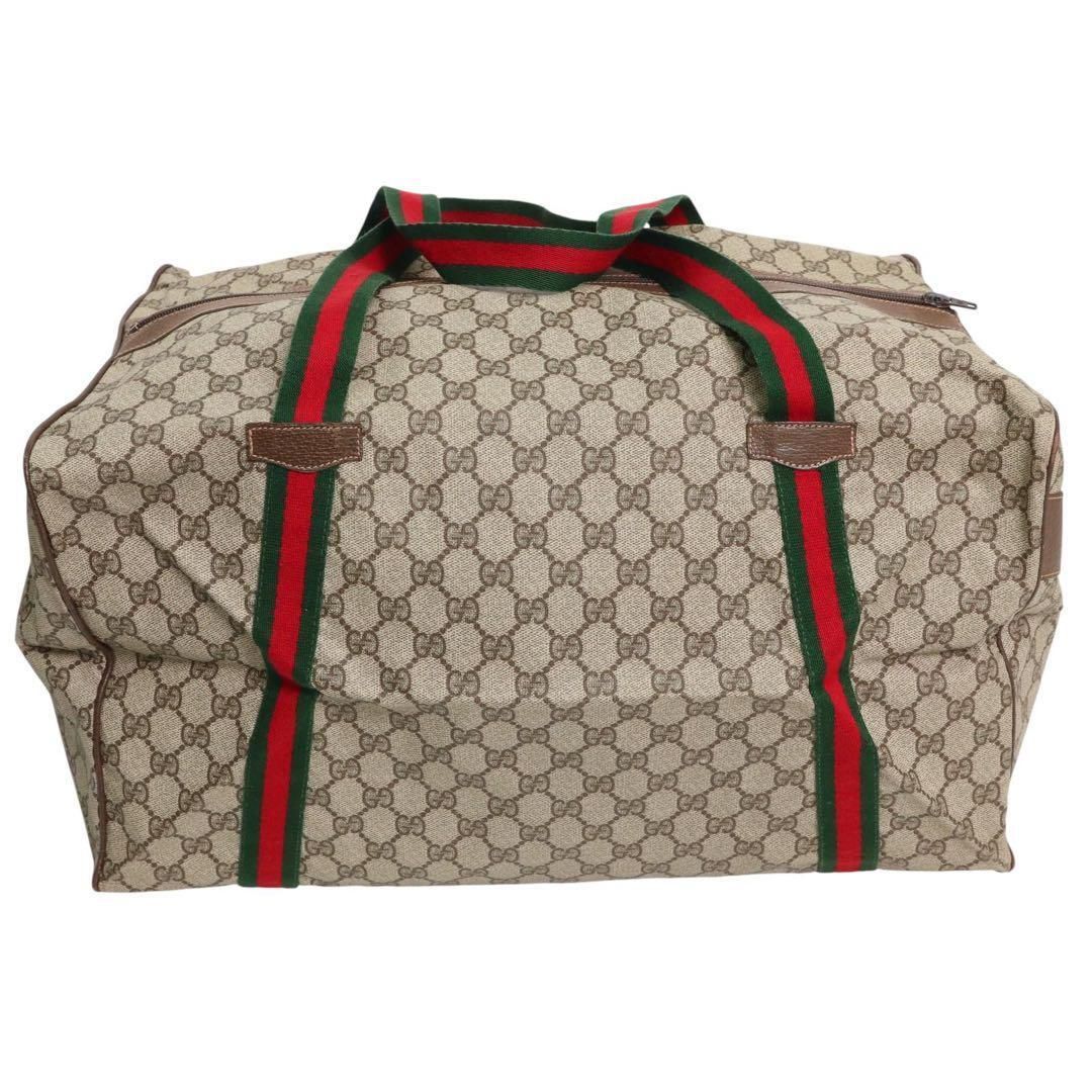 GUCCI グッチ GGスプリーム シェリーライン 大容量 ボストンバッグ 旅行 オールドグッチ 鍵付きボストンバッグ シェリーライン GG