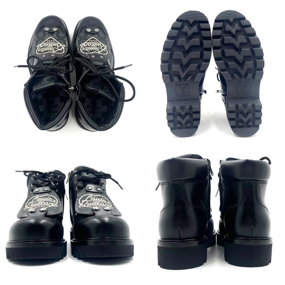 ルイヴィトン オーベルカンフライン レザー ブーツ メンズ ブラック - ブーツ