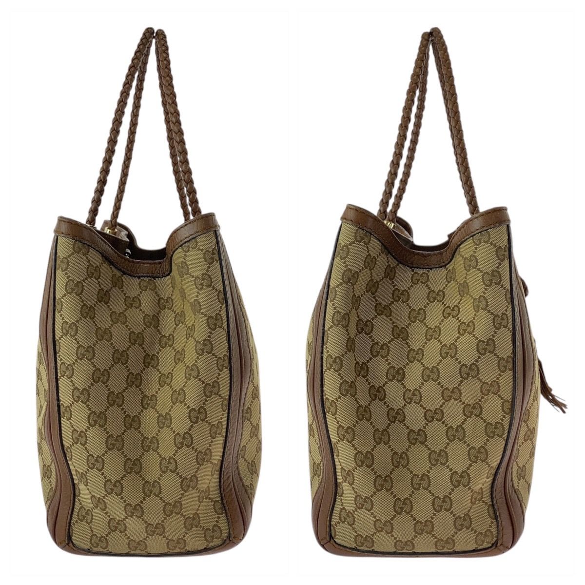 美品 GUCCI グッチ ベラバンブー ベージュ ブラウン ゴールド金具 GG  