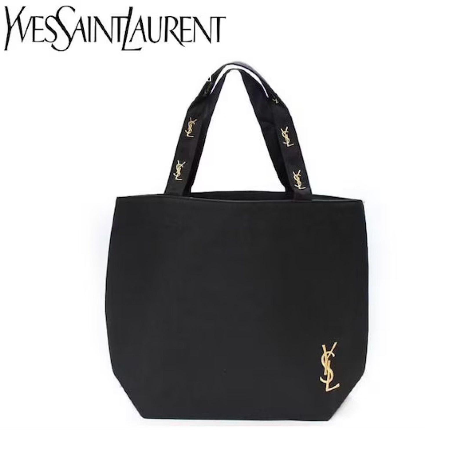 YSL／コットンキャンバストートバッグ ノベルティ ブラック×ピンク