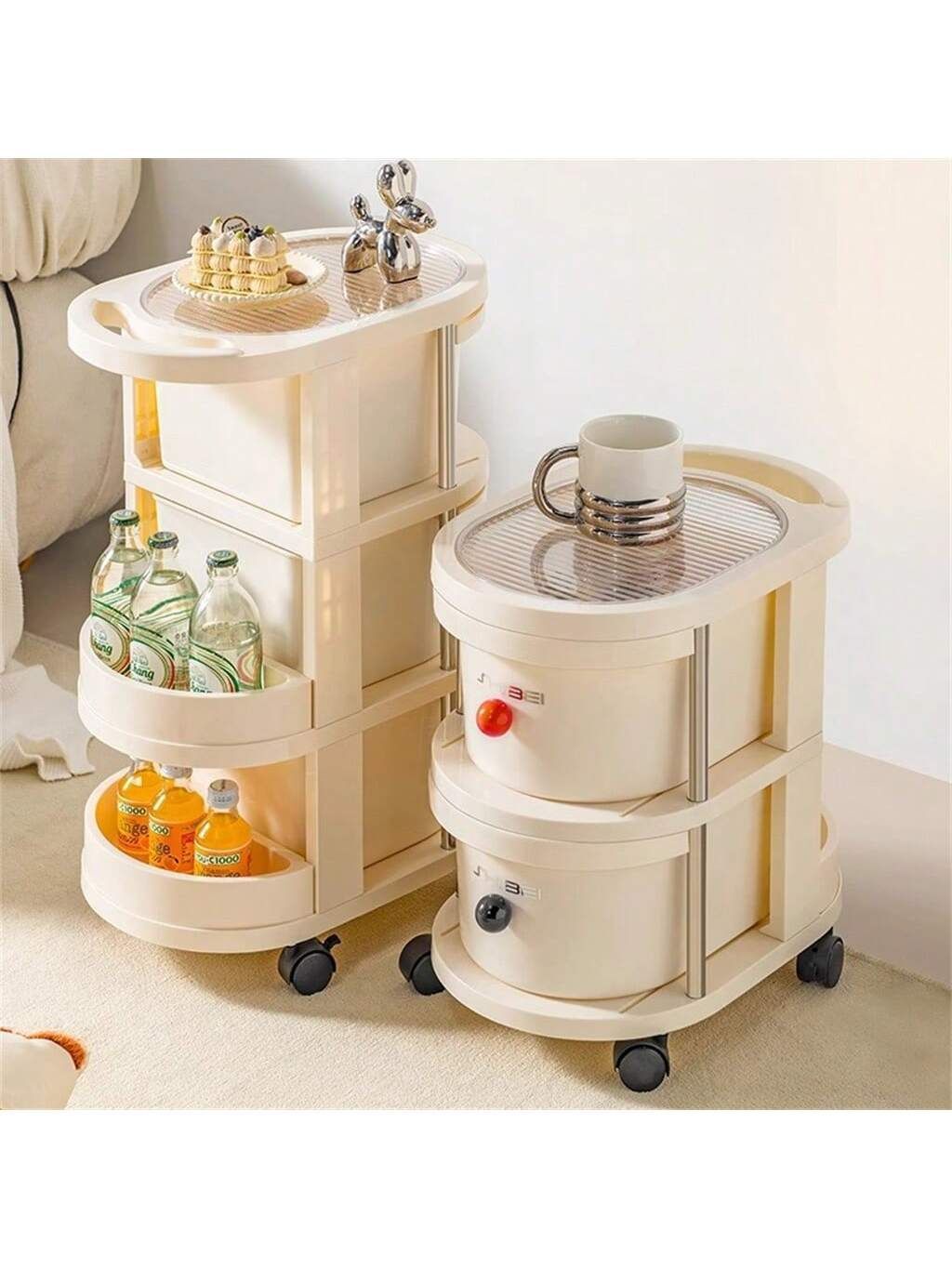 多層収納キャビネット 3層ホイール付きトロリーラック 多層収納キャビネット 3層ホイール付きトロリーラック