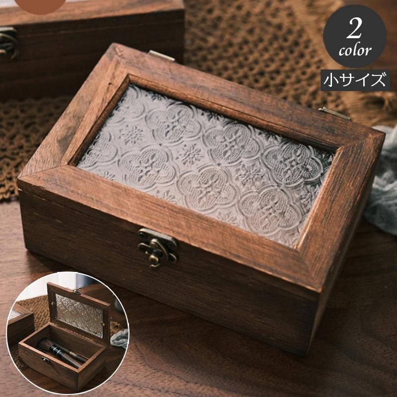 【レトロ】天然木製　鏡付き8段ジュエリーボックス　収納ケース ウッドボックス 木製 小物入れ 木箱 アクセサリーケース