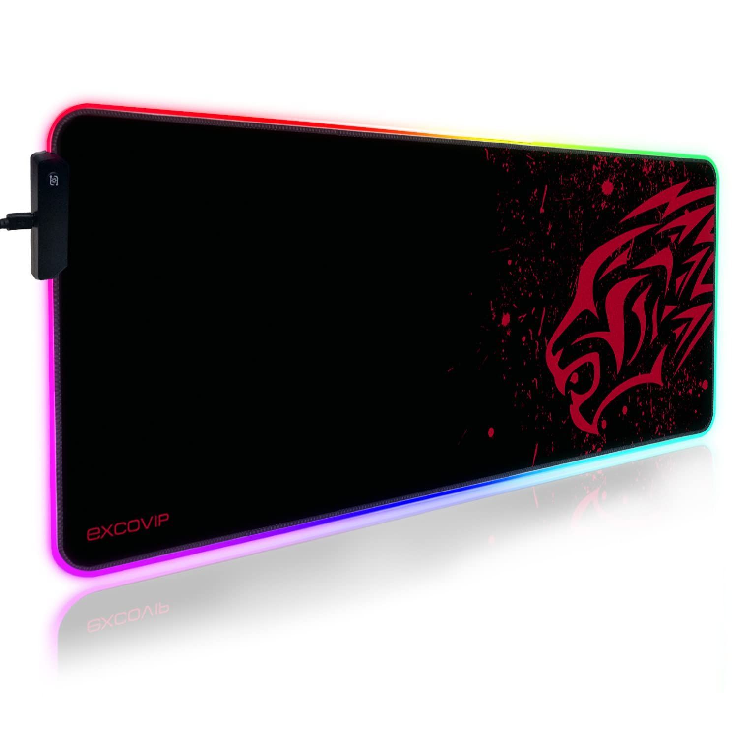 【新着商品】excovip RGB ゲーミングマウスパッド 大型 800*300*4mm マウスパッド 拡張 USB LED 発光 マウスパッド 7色の発光色 カラフル滑り止め ラップトップマットオフィスおよび家庭用デスクマ