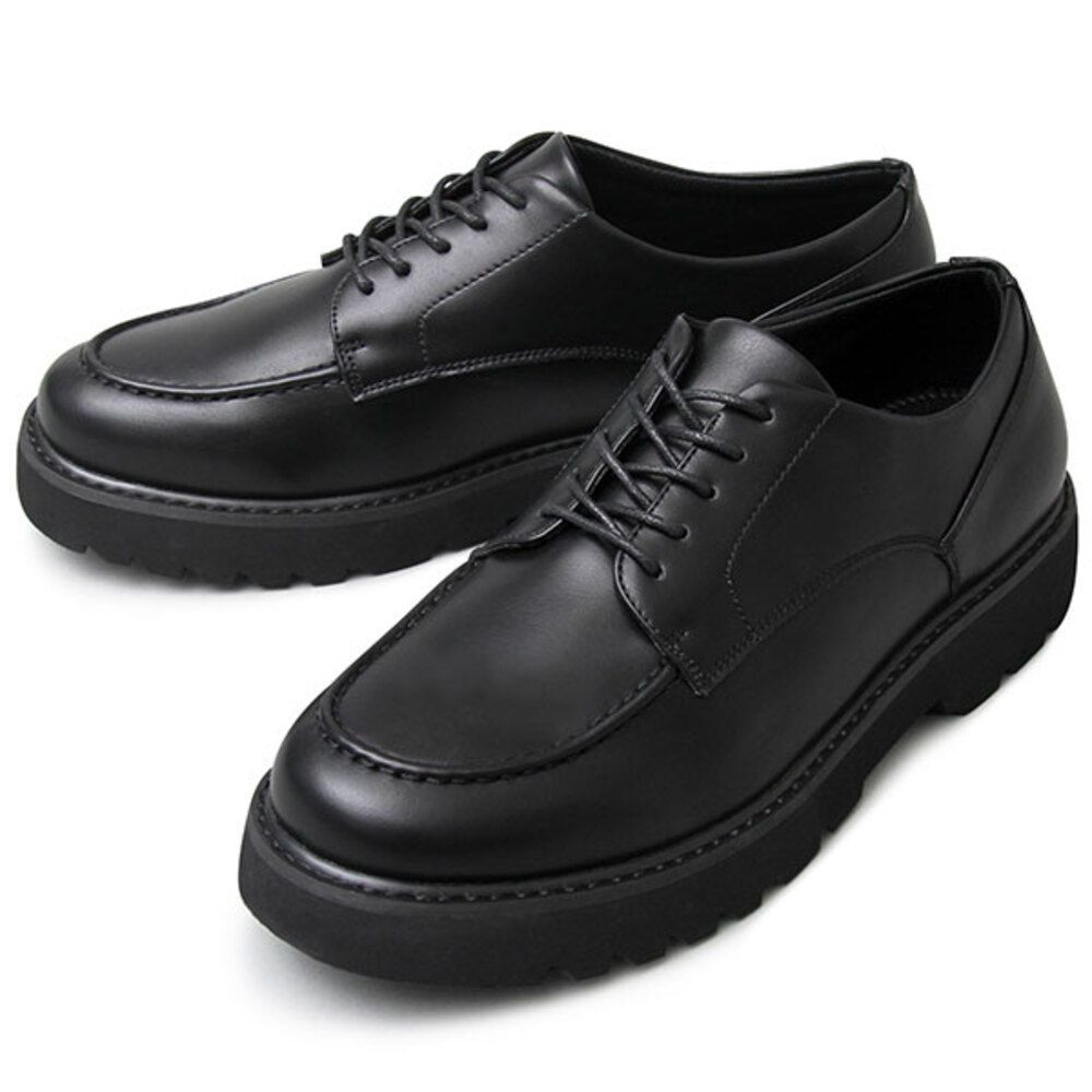 BLACK Mサイズ(26.0-26.5cm) glabella Platform Sole Derby Shoes グラベラ 靴 メンズ  glabella GLBT-199 ブランド フェイクレザー 革靴 厚底 厚底靴 ブラック 黒 紐靴 - 日本公式品