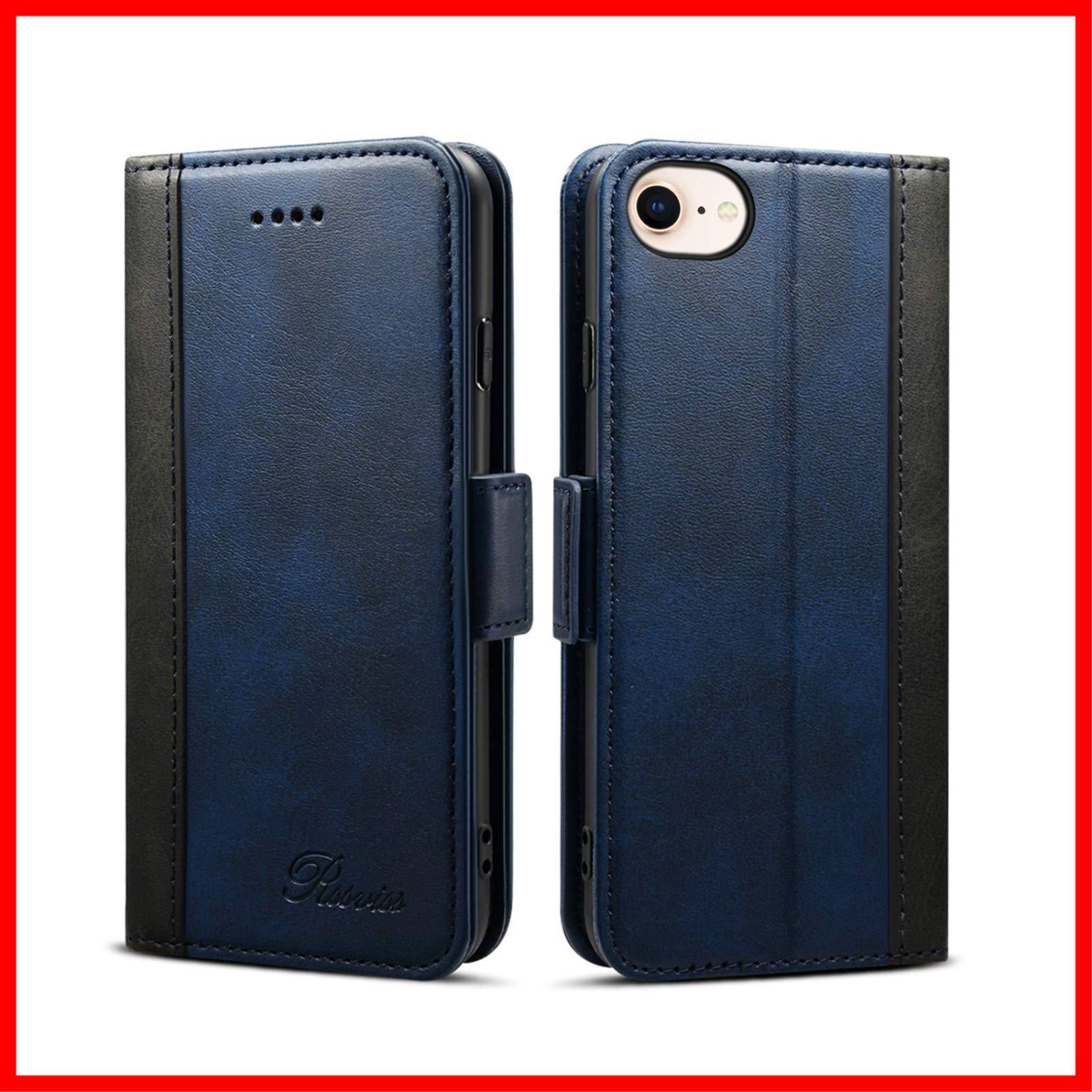 【人気商品】iPhone SE ケース 第2/3世代 2022 Rssviss カバー 手帳型 マグネット W3 iPhone se3 、iPhone se2、iPhone8、iPhone7対応 4.7inch ダークブルー