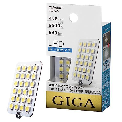 T10/T8×29/T10×31(1個入り)_LED24個 カーメイト 車用 LED ルームランプ GIGA T10/T8×29/T10×31共通 6500K 540lm ホワイト BW245