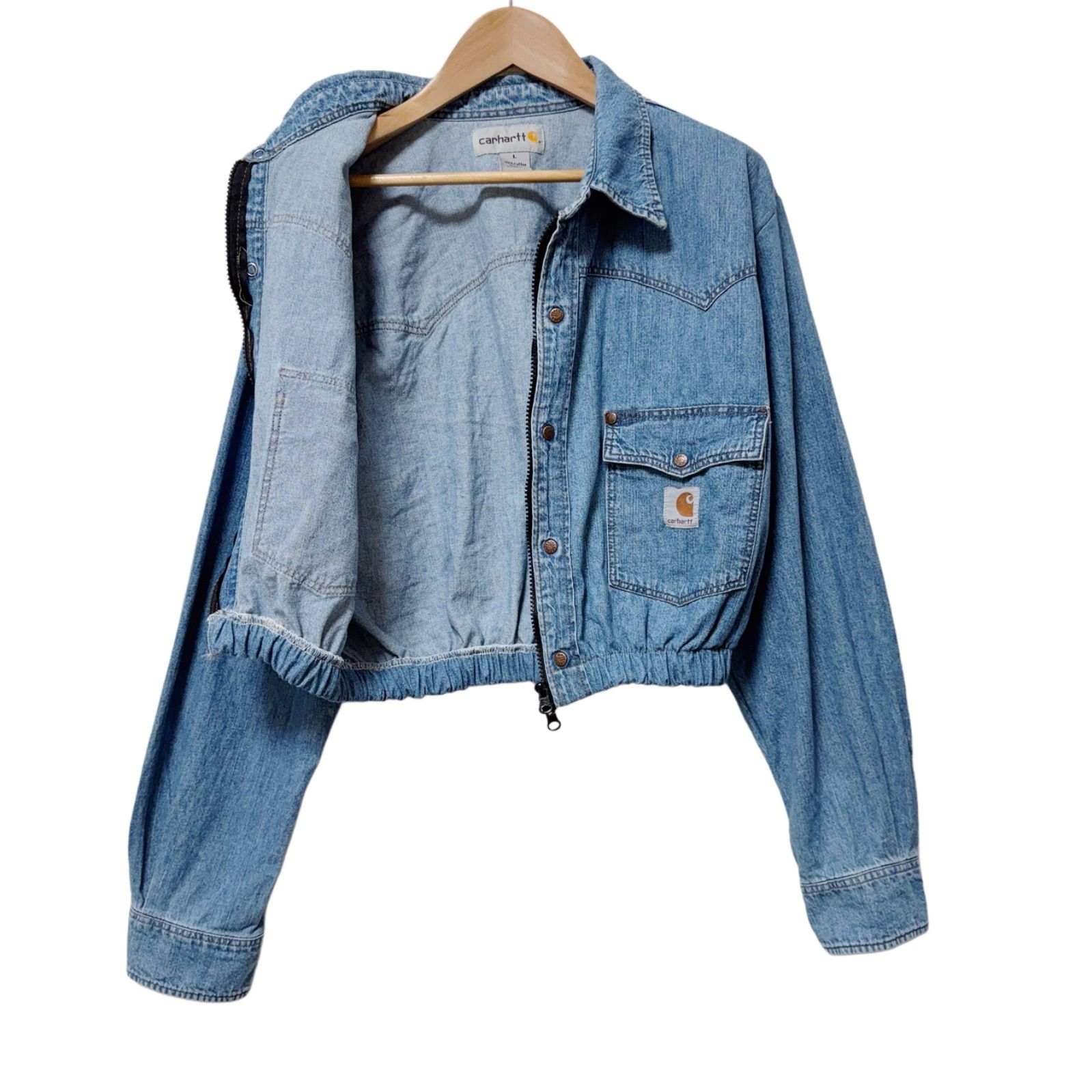 海外ブランド  Carhartt インディゴ クロップド丈 デニムジャケット ジャケット・アウター