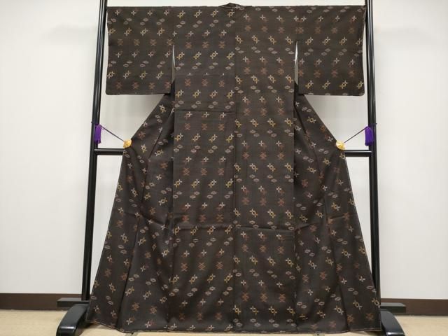 平和屋本店□極上 結城紬 色無地 天色 逸品 未使用 DZAA5975kh5