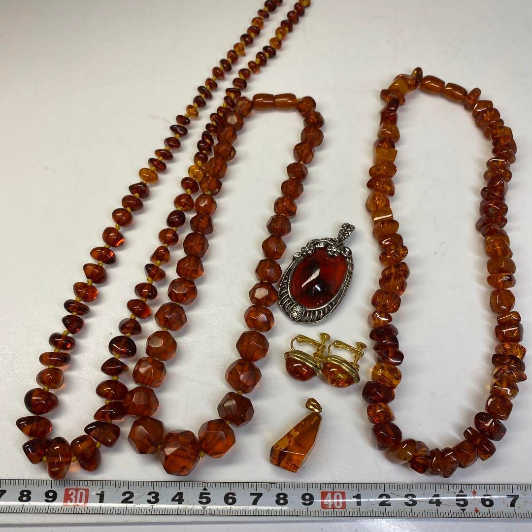 K18刻印金具 本琥珀 ネックレストップ ネックレス トヒチ