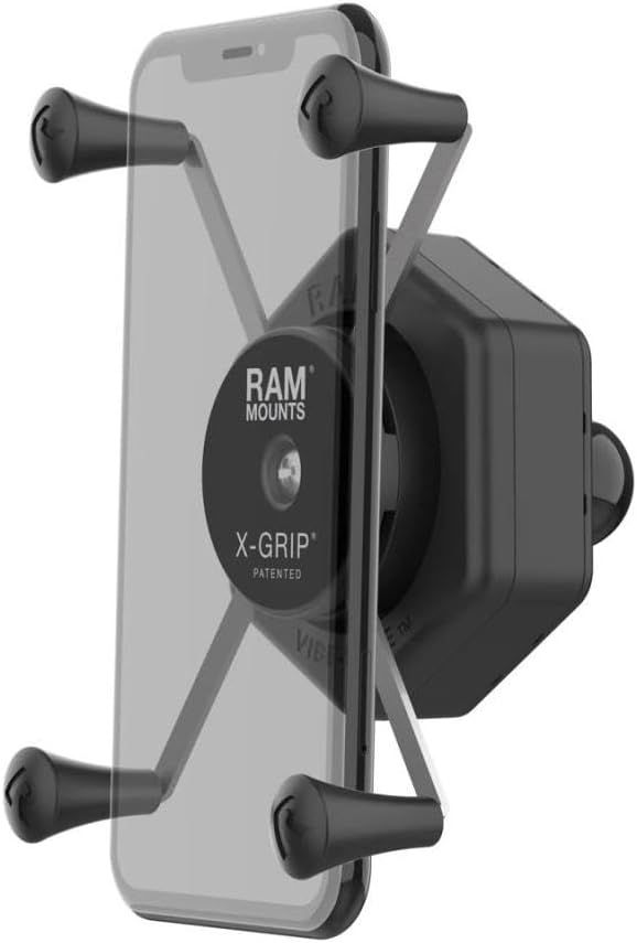 ラムマウント(Ram Mounts) 防振Xグリップ(M)スマホホルダー テザー付 1インチボール 【Vibe-Safe】 RAM-HOL-UN10B-462