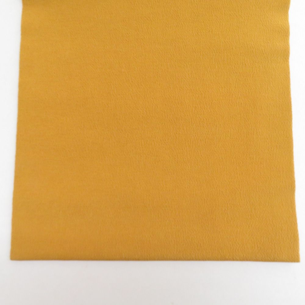 名古屋帯 栗山吉三郎 作家物 栗山紅型 京紅型 正絹 辛子色x青色 文字  